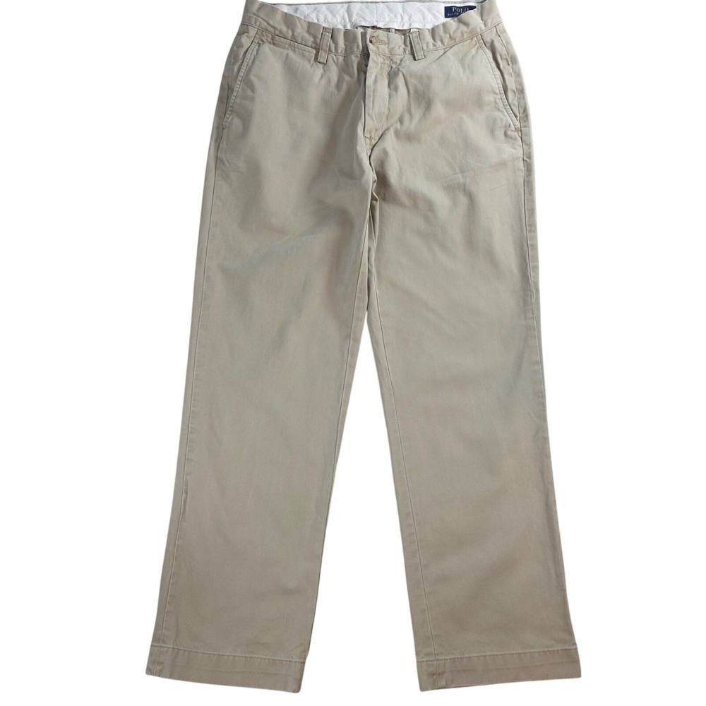 Polo Ralph Lauren Men 33x30 Tan Chino Pants Classic Fit Cotton Khaki Trousers